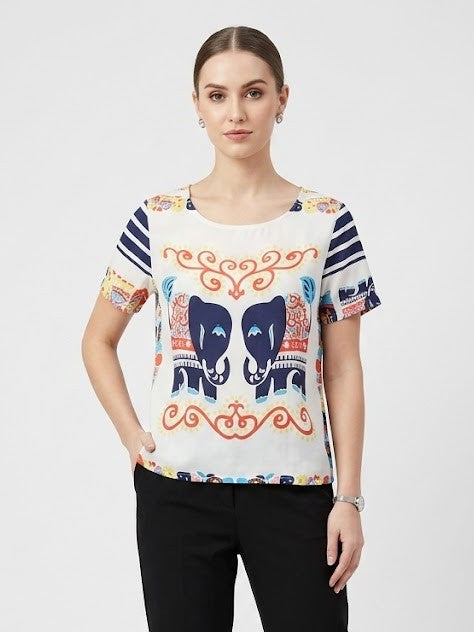 Elephant Print Top: Artistic Summer Style