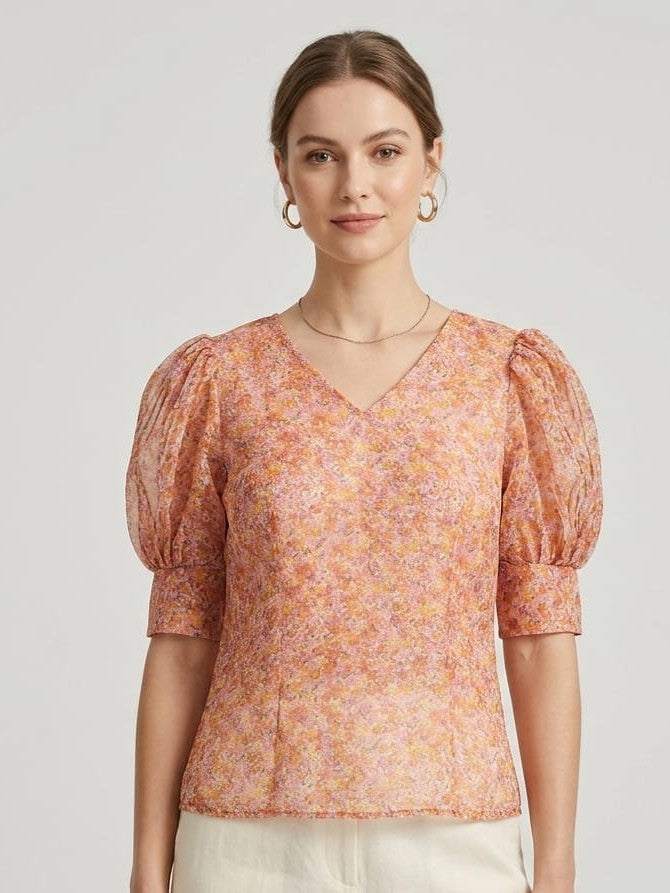 Sunblush Puff Sleeve Top