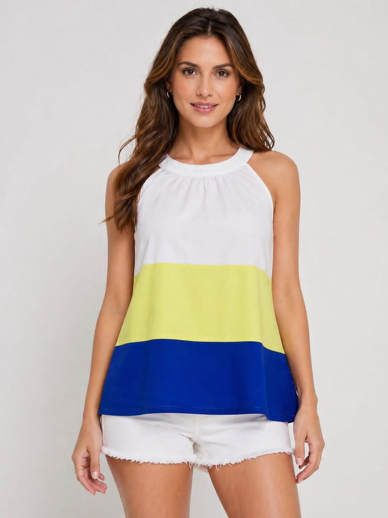 Colorblock Sleeveless Halter Top Tshirt