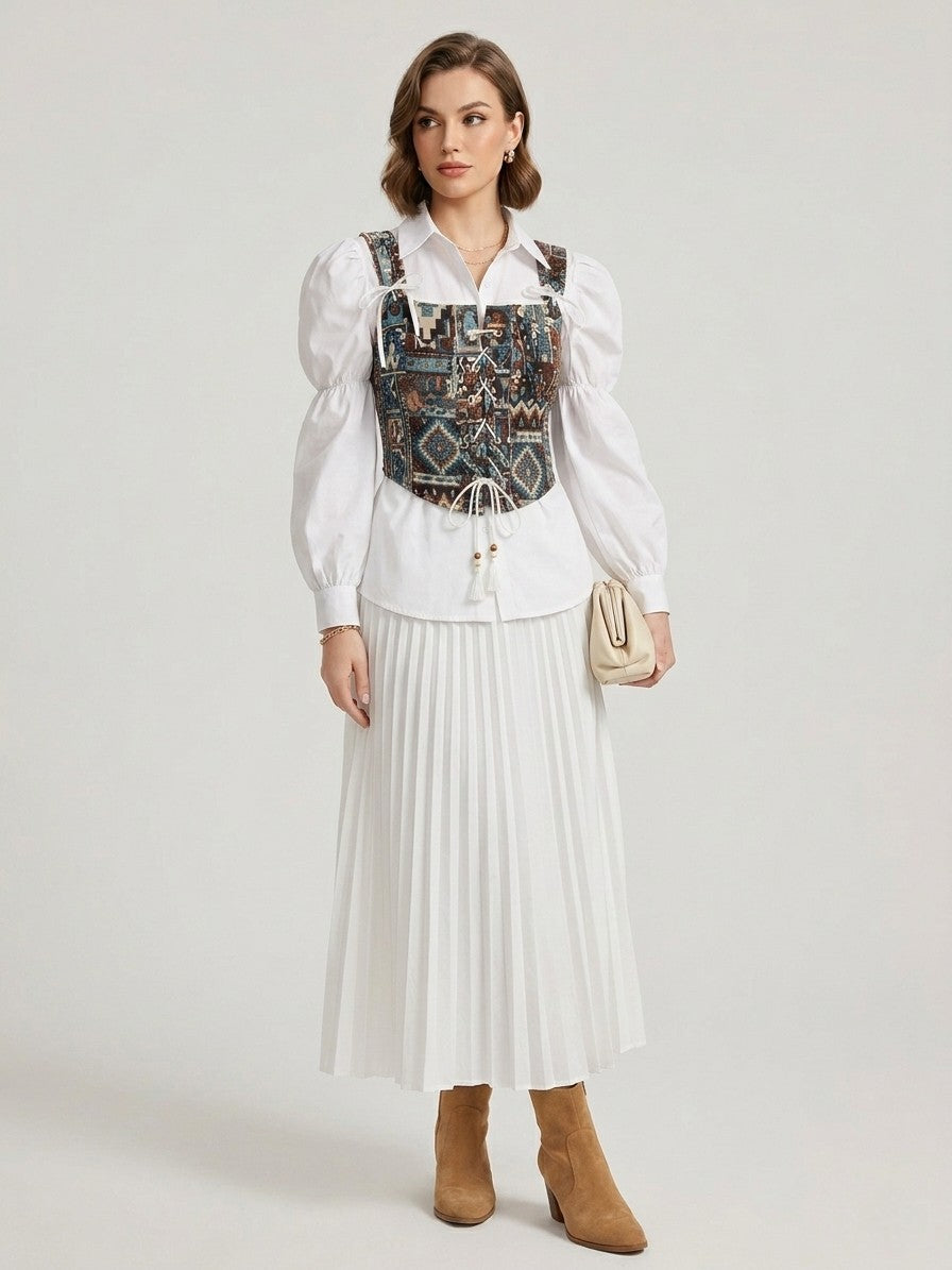 Boho Aztec Lace-Up Corset Top