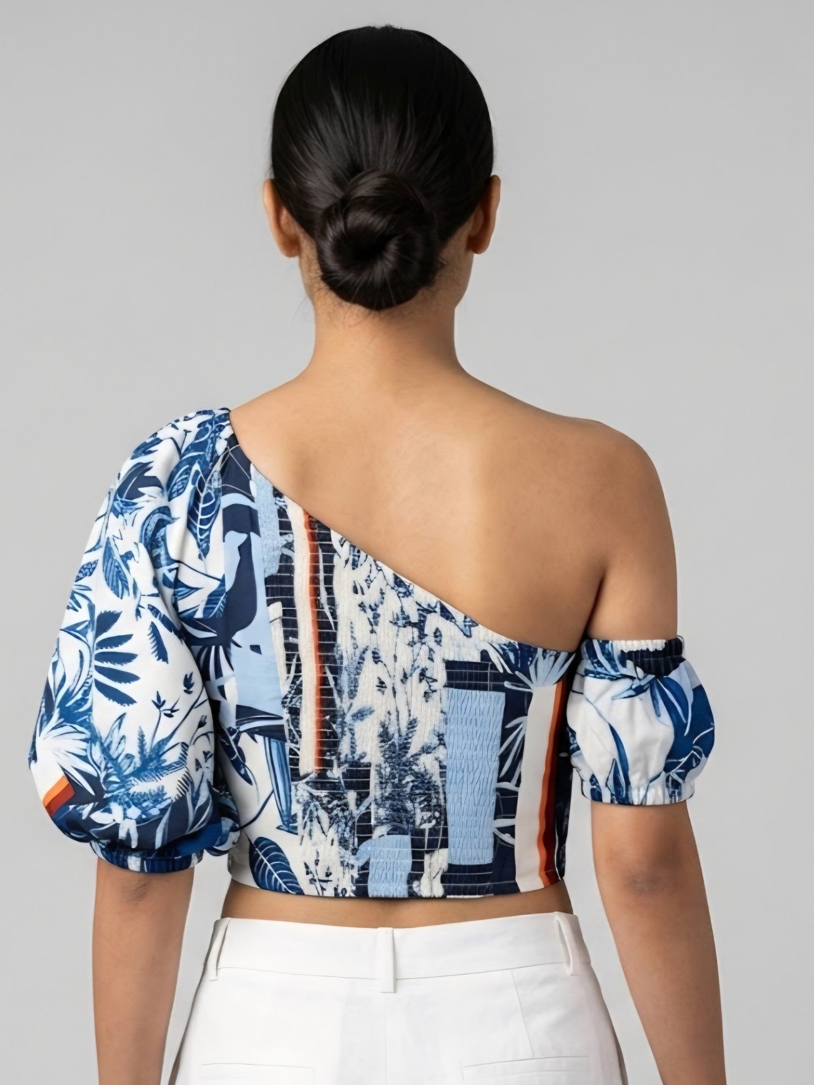 Azure Muse One-Shoulder Crop Top