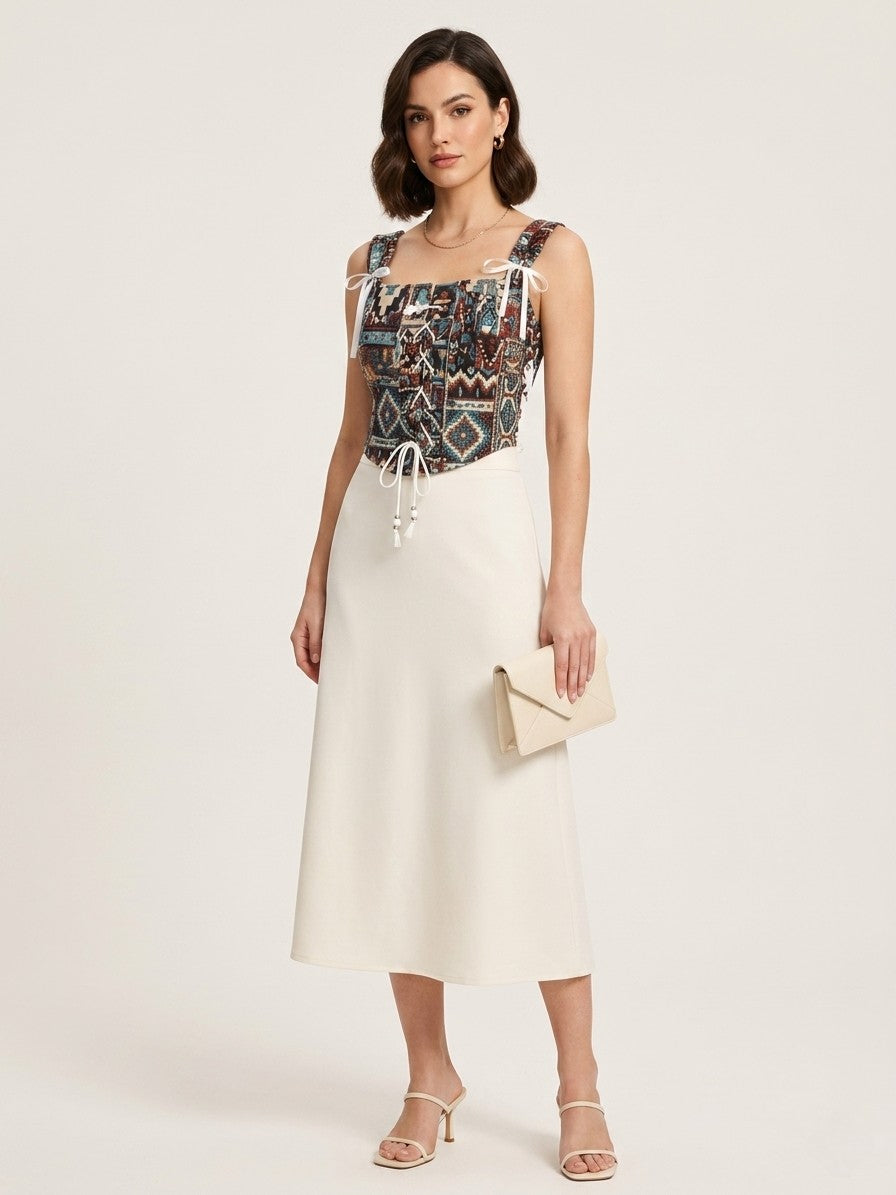 Boho Aztec Lace-Up Corset Top
