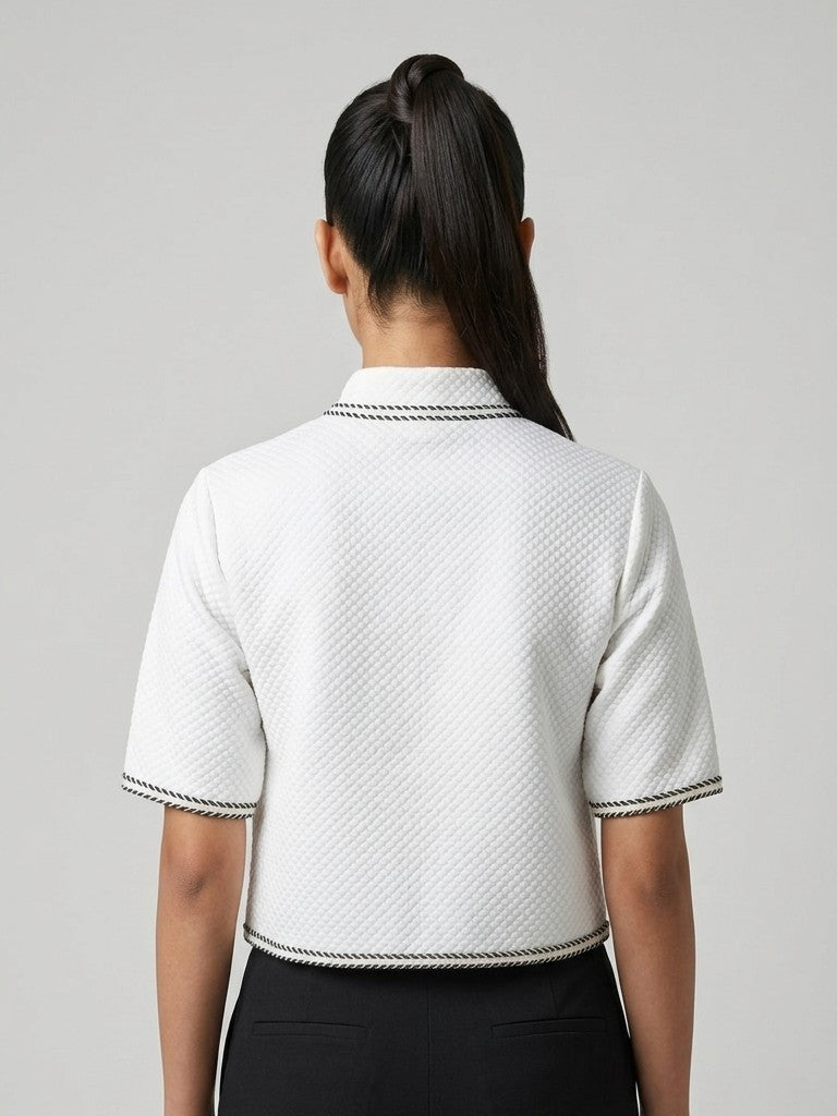 White Shirt Crop Top