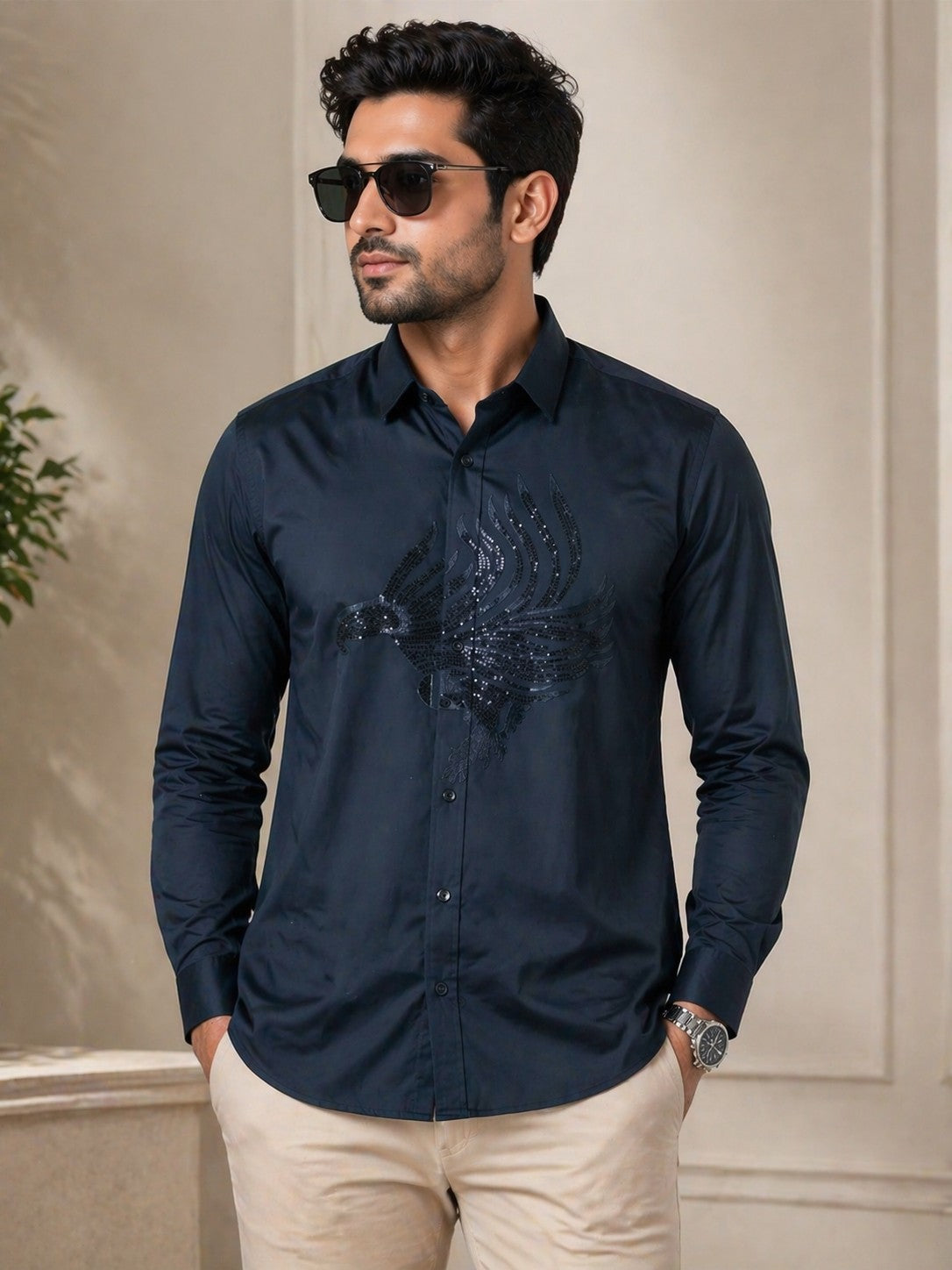 Midnight Onyx Sequin Eagle Shirt