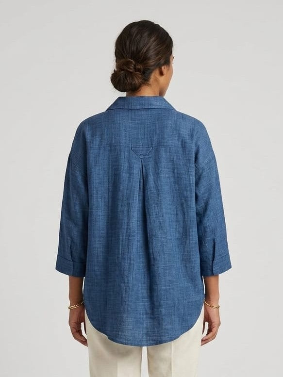 The Indigo Breeze Slub Tunic Top