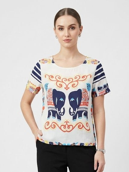 Elephant Print Top: Artistic Summer Style