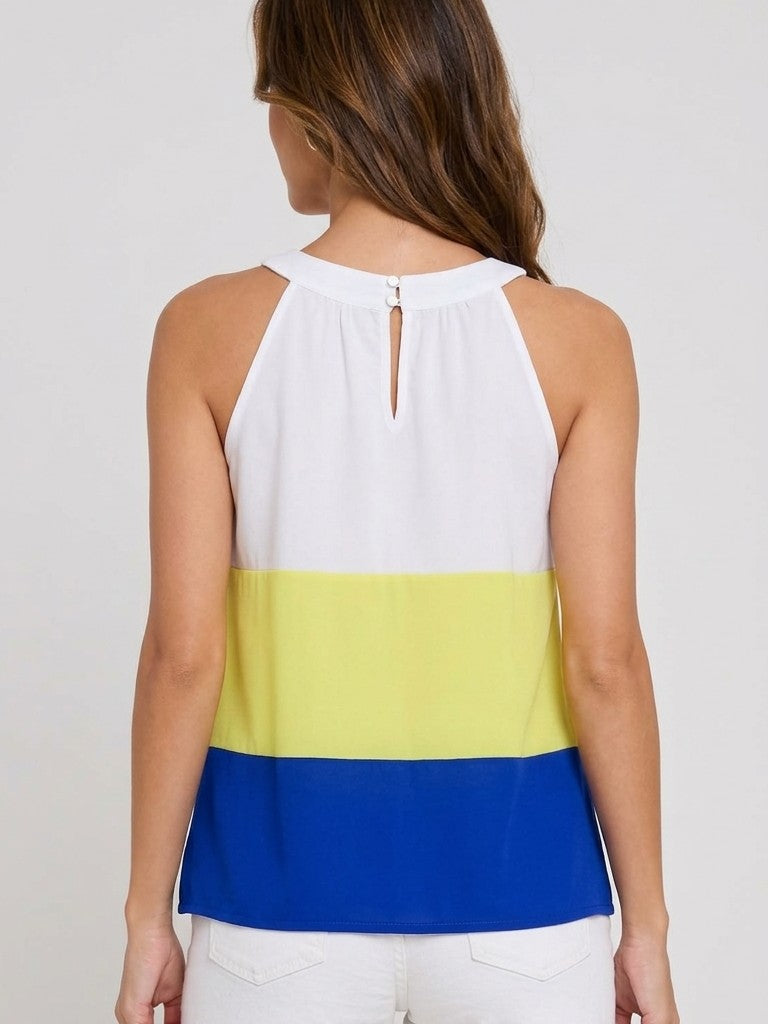 Colorblock Sleeveless Halter Top Tshirt